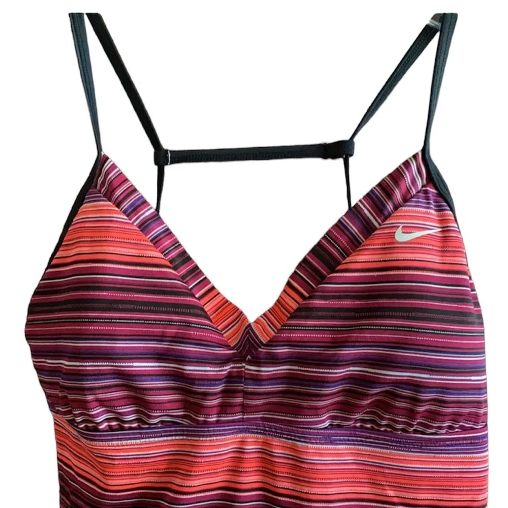 Nike Women’s Tankini swim top striped colorful size 10
